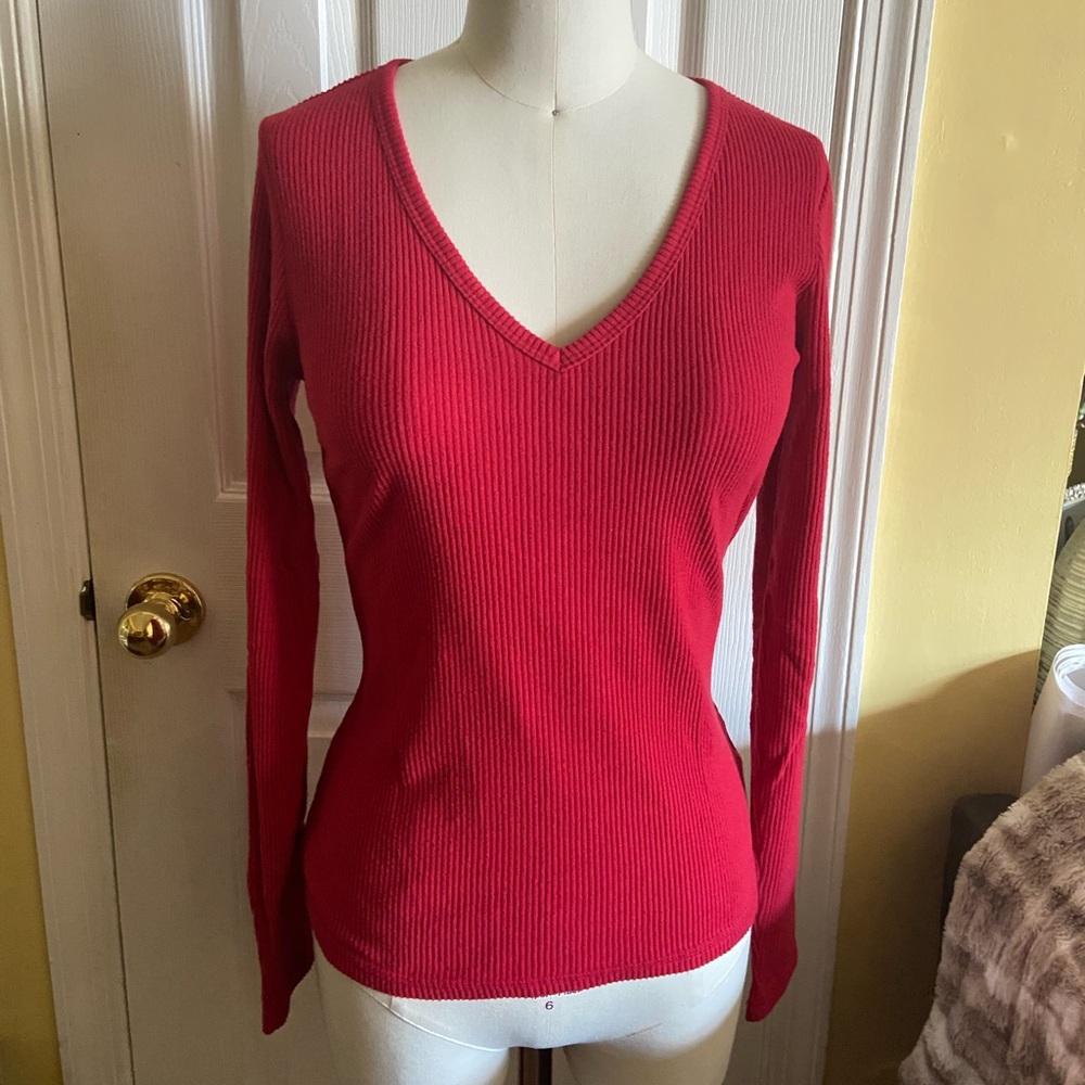Old Navy Cherry Red Ribbed Sweater NWOT